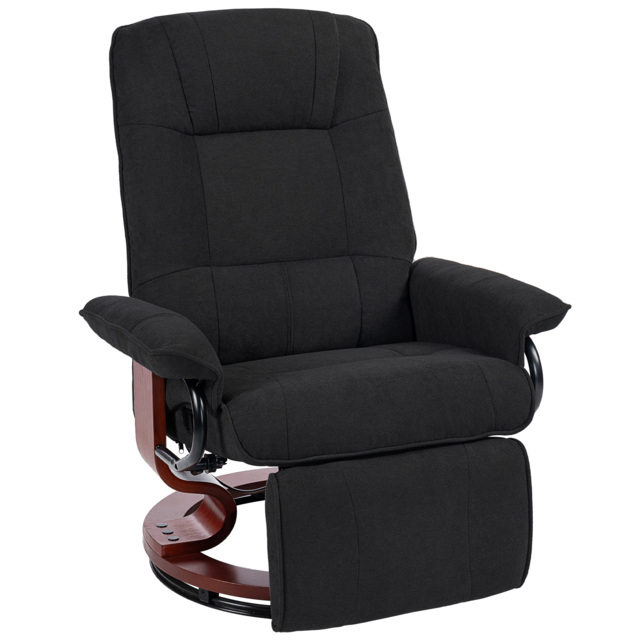 HOMCOM Reclining Swivel Chair, with Footrest - Black - image 1