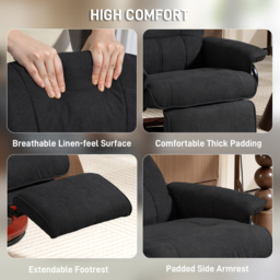 HOMCOM Reclining Swivel Chair, with Footrest - Black - thumbnail 6