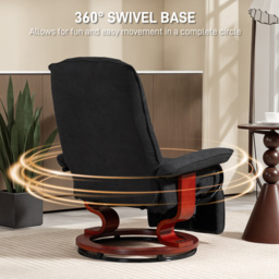 HOMCOM Reclining Swivel Chair, with Footrest - Black - thumbnail 5