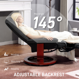 HOMCOM Reclining Swivel Chair, with Footrest - Black - thumbnail 4