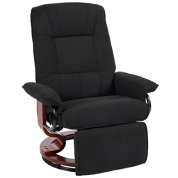 HOMCOM Reclining Swivel Chair, with Footrest - Black - thumbnail 1