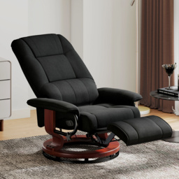 HOMCOM Reclining Swivel Chair, with Footrest - Black - thumbnail 9