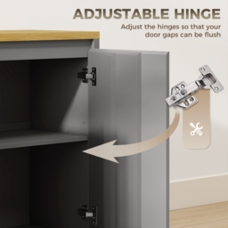 HOMCOM Kitchen Sideboard, Storage Cabinet with Double Doors and Adjustable Shelf for Living Room, Entryway, Grey - thumbnail 6