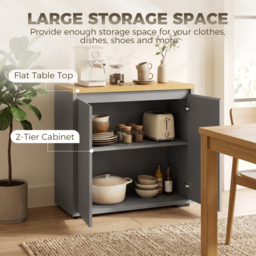 HOMCOM Kitchen Sideboard, Storage Cabinet with Double Doors and Adjustable Shelf for Living Room, Entryway, Grey - thumbnail 4