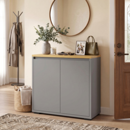 HOMCOM Kitchen Sideboard, Storage Cabinet with Double Doors and Adjustable Shelf for Living Room, Entryway, Grey - thumbnail 9