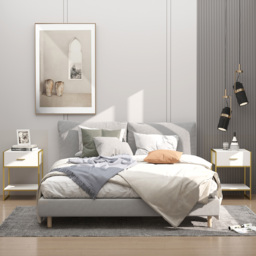 HOMCOM Bedside Tables, Set of 2, Modern Nightstands with Drawer & Shelf, Bedroom Furniture, White - Aosom UK - thumbnail 2