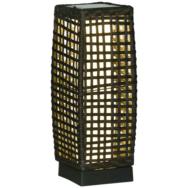 Outsunny Waterproof Outdoor Rattan Solar Lantern, Brushed PE Wicker Patio Garden Lantern w/ Auto On/Off Solar Powered LED Lights - Aosom UK - image 1