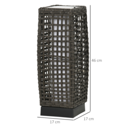 Outsunny Waterproof Outdoor Rattan Solar Lantern, Brushed PE Wicker Patio Garden Lantern w/ Auto On/Off Solar Powered LED Lights - Aosom UK - thumbnail 3