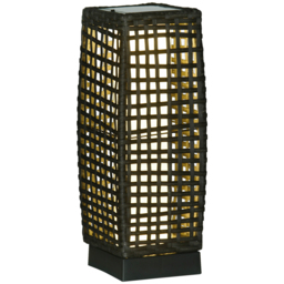Outsunny Waterproof Outdoor Rattan Solar Lantern, Brushed PE Wicker Patio Garden Lantern w/ Auto On/Off Solar Powered LED Lights - Aosom UK - thumbnail 1