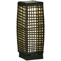 Outsunny Waterproof Outdoor Rattan Solar Lantern, Brushed PE Wicker Patio Garden Lantern w/ Auto On/Off Solar Powered LED Lights - Aosom UK - thumbnail 1