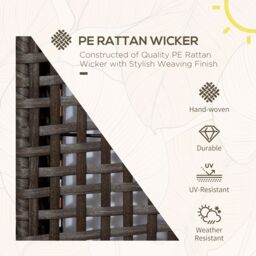Outsunny Waterproof Outdoor Rattan Solar Lantern, Brushed PE Wicker Patio Garden Lantern w/ Auto On/Off Solar Powered LED Lights - Aosom UK - thumbnail 4