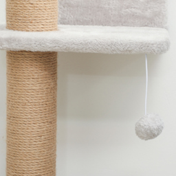 PawHut Wall Mounted Cat Shelves, Cat Climbing Wall with 4 Climbing Platforms, Jute Scratching Post and Toy Ball,180cm Tall, Light Grey - thumbnail 8