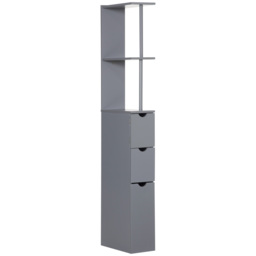 HOMCOM Tall Bathroom Cabinet, Freestanding Bathroom Storage Cabinet with 2-Tier Shelf and Drawers, Narrow Cupboard Storage Unit, Grey - Aosom UK