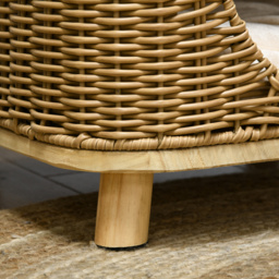 PawHut Elevated Design Wicker Cat House with Washable Cushion, Light Brown - Aosom UK - thumbnail 9