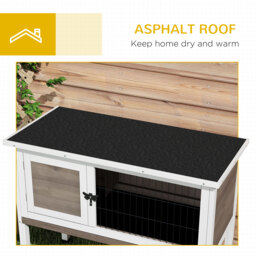 Pawhut Wooden Rabbit Hutch Guinea Pig Hutch Bunny Cage Garden Built in Tray Openable Asphalt Roof Small Animal House 84 x 43 x 70 cm Brown - thumbnail 7