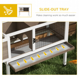 Pawhut Wooden Rabbit Hutch Guinea Pig Hutch Bunny Cage Garden Built in Tray Openable Asphalt Roof Small Animal House 84 x 43 x 70 cm Brown - thumbnail 6