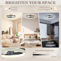 HOMCOM Ceiling Fans with Lights and Remote & App Control, 50cm LED Ceiling Fan Light with 3 Colour Temperatures, 6 Speed, Black - thumbnail 5