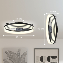 HOMCOM Ceiling Fans with Lights and Remote & App Control, 50cm LED Ceiling Fan Light with 3 Colour Temperatures, 6 Speed, Black - thumbnail 3