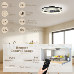 HOMCOM Ceiling Fans with Lights and Remote & App Control, 50cm LED Ceiling Fan Light with 3 Colour Temperatures, 6 Speed, Black - thumbnail 8