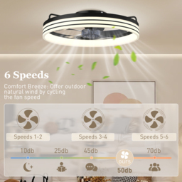 HOMCOM Ceiling Fans with Lights and Remote & App Control, 50cm LED Ceiling Fan Light with 3 Colour Temperatures, 6 Speed, Black - thumbnail 6