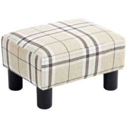 HOMCOM Linen Fabric Footstool Ottoman Cube with 4 Plastic Legs, Multi-colored