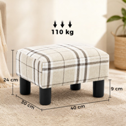 HOMCOM Linen Fabric Footstool Ottoman Cube with 4 Plastic Legs, Multi-colored - thumbnail 3
