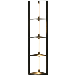 HOMCOM Corner Floor Lamp for Living Room Bedroom with Dimmable Warm White LED Light, Modern Tall Standing Lamp, Black - Aosom UK
