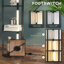 HOMCOM Corner Floor Lamp for Living Room Bedroom with Dimmable Warm White LED Light, Modern Tall Standing Lamp, Black - Aosom UK - thumbnail 7