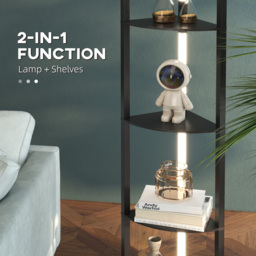 HOMCOM Corner Floor Lamp for Living Room Bedroom with Dimmable Warm White LED Light, Modern Tall Standing Lamp, Black - Aosom UK - thumbnail 8