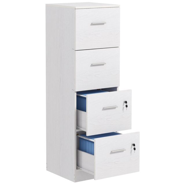 HOMCOM File Cabinet with 4 Drawers for Home Office, Vertical Filing Cabinet with Lock, Adjustable Hanging Bar for A4 and Letter Size - Aosom UK - image 1