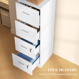 HOMCOM File Cabinet with 4 Drawers for Home Office, Vertical Filing Cabinet with Lock, Adjustable Hanging Bar for A4 and Letter Size - Aosom UK - thumbnail 4