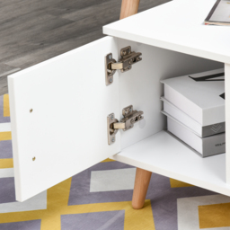 HOMCOM Modern Minimalism Coffee Table with Storage, Sofa Side Table with Shelf & Drawer for Living Room Reception Room, White - thumbnail 8