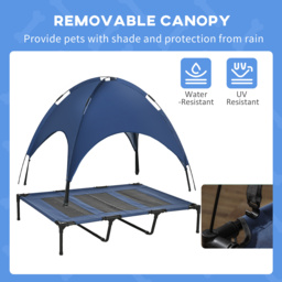 PawHut Elevated Pet Retreat: Waterproof Mesh Cot with UV Canopy for XL Dogs, 122 x 92 x 108 cm, Azure Blue - Aosom UK - thumbnail 6