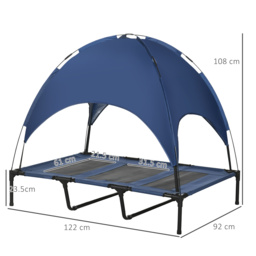 PawHut Elevated Pet Retreat: Waterproof Mesh Cot with UV Canopy for XL Dogs, 122 x 92 x 108 cm, Azure Blue - Aosom UK - thumbnail 3