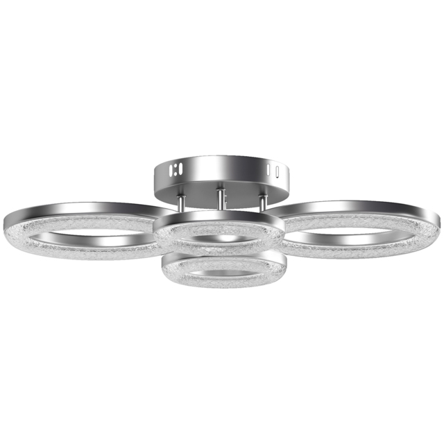 HOMCOM LED Ceiling Light, Modern 4 Rings Ceiling Lamp with Wall Switch Control, 40W 4350lm Flush Mount Ceiling Light with 3500K/4500K/6000K Colour Temperatures for Living Room, Bedroom, Silver Tone - image 1