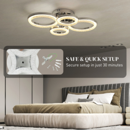 HOMCOM LED Ceiling Light, Modern 4 Rings Ceiling Lamp with Wall Switch Control, 40W 4350lm Flush Mount Ceiling Light with 3500K/4500K/6000K Colour Temperatures for Living Room, Bedroom, Silver Tone - thumbnail 6