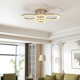 HOMCOM LED Ceiling Light, Modern 4 Rings Ceiling Lamp with Wall Switch Control, 40W 4350lm Flush Mount Ceiling Light with 3500K/4500K/6000K Colour Temperatures for Living Room, Bedroom, Silver Tone - thumbnail 7