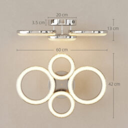 HOMCOM LED Ceiling Light, Modern 4 Rings Ceiling Lamp with Wall Switch Control, 40W 4350lm Flush Mount Ceiling Light with 3500K/4500K/6000K Colour Temperatures for Living Room, Bedroom, Silver Tone - thumbnail 3
