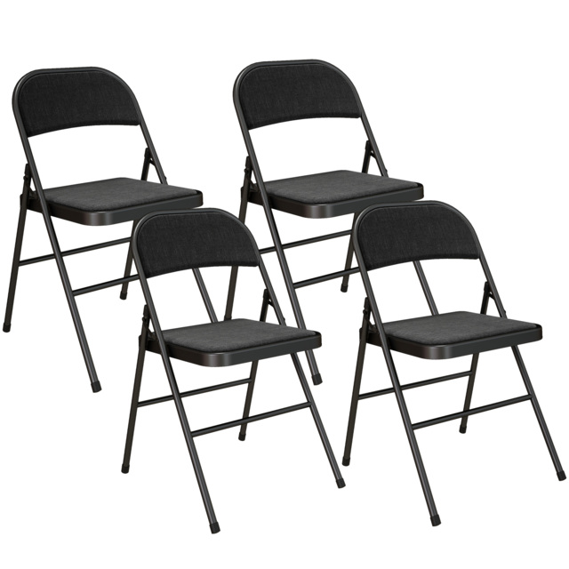 HOMCOM Set of Four Cushioned Steel Folding Chairs - Black - image 1