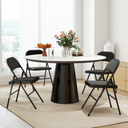 HOMCOM Set of Four Cushioned Steel Folding Chairs - Black - thumbnail 9