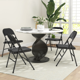HOMCOM Set of Four Cushioned Steel Folding Chairs - Black - thumbnail 2