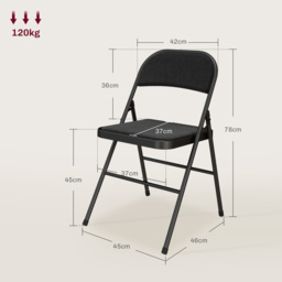 HOMCOM Set of Four Cushioned Steel Folding Chairs - Black - thumbnail 3