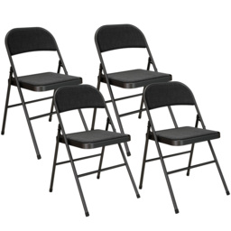 HOMCOM Set of Four Cushioned Steel Folding Chairs - Black - thumbnail 1