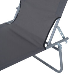 Outsunny Canopy Lounger: Foldable Sun Bed with Adjustable Mesh Backrest & Shade, Patio Recliner, Grey - Aosom UK - thumbnail 9