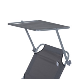 Outsunny Canopy Lounger: Foldable Sun Bed with Adjustable Mesh Backrest & Shade, Patio Recliner, Grey - Aosom UK - thumbnail 8