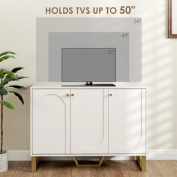 HOMCOM 3-Door Sideboard Storage Cabinet - White - thumbnail 6