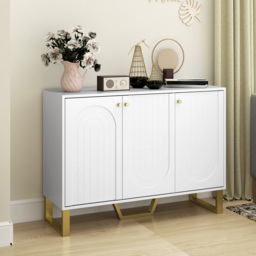 HOMCOM 3-Door Sideboard Storage Cabinet - White - thumbnail 2
