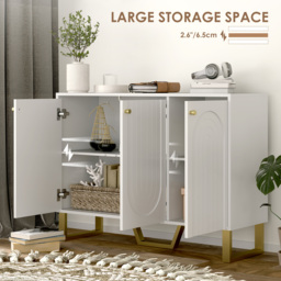 HOMCOM 3-Door Sideboard Storage Cabinet - White - thumbnail 4
