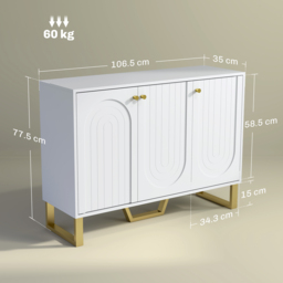 HOMCOM 3-Door Sideboard Storage Cabinet - White - thumbnail 3
