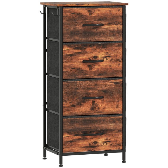 HOMCOM Chest of Four Fabric Drawers - Rustic Brown - image 1